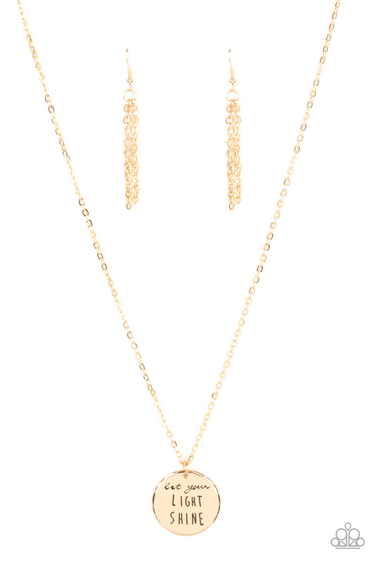 Light It Up - Gold Paparazzi Inspirational Necklace