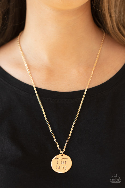 Light It Up - Gold Paparazzi Inspirational Necklace