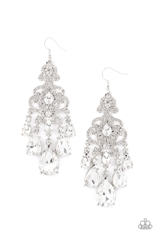 Queen Of All Things Sparkly - Paparazzi White Earrings