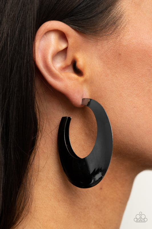 Going OVAL-board - Black Paparazzi Earrings