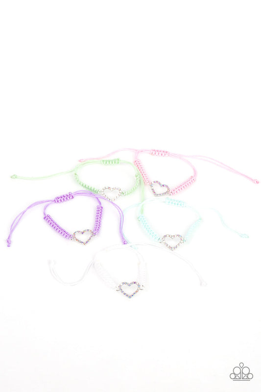 STARLET SHIMMER IRIDESCENT RHINESTONE HEART SLIDE BRACELET SET OF 5