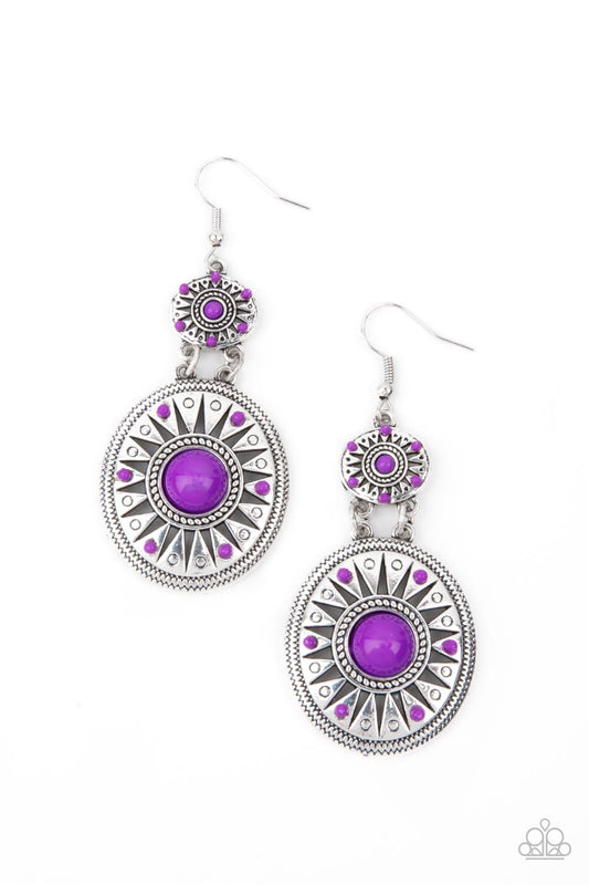 Paparazzi Temple of The Sun - Purple Earrings