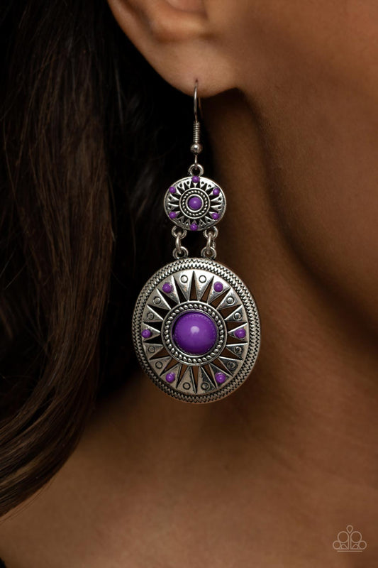 Paparazzi Temple of The Sun - Purple Earrings