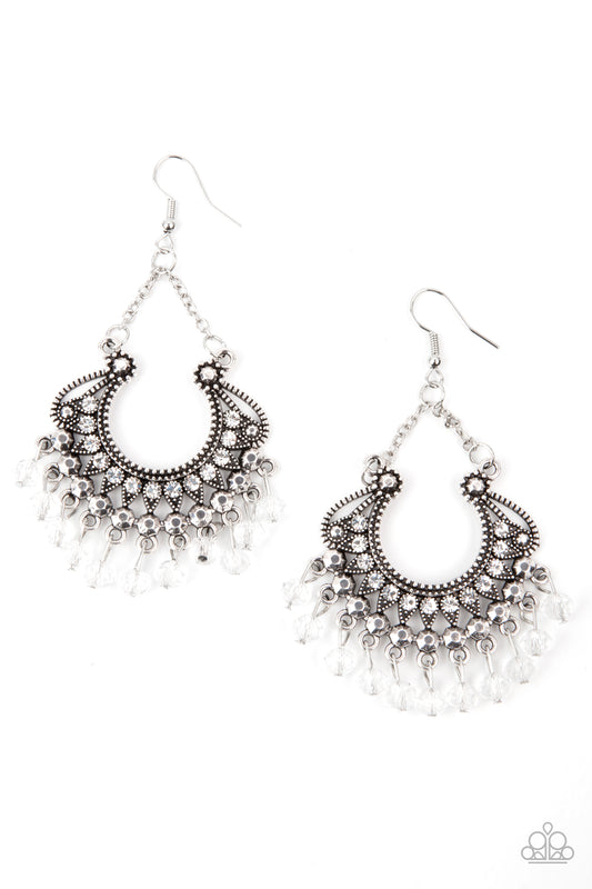 Paparazzi GLOW Down In Flames - White Earring