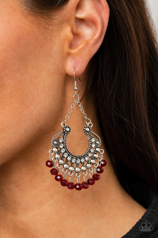 Paparazzi GLOW Down In Flames - Red Earring