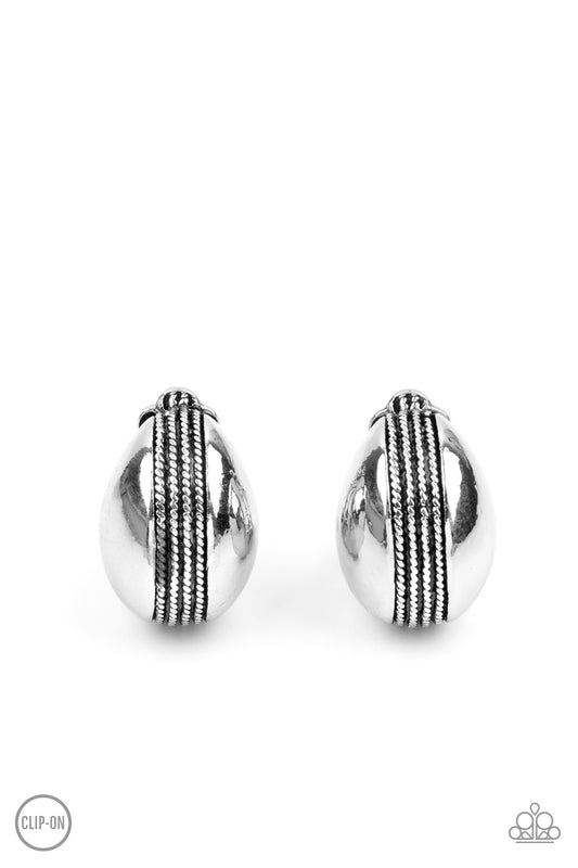 Paparazzi Classic Curves - Silver Clip-On Earrings
