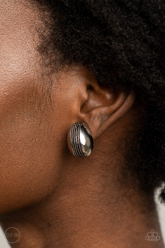 Paparazzi Classic Curves - Silver Clip-On Earrings