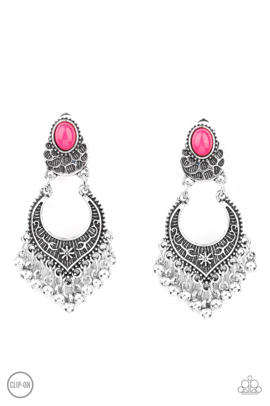 Paparazzi Summery Gardens - Pink Clip-on Earrings