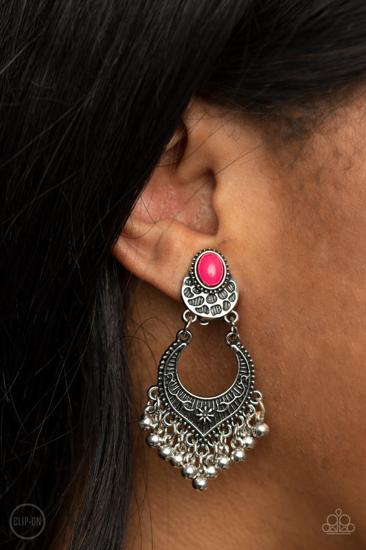 Paparazzi Summery Gardens - Pink Clip-on Earrings