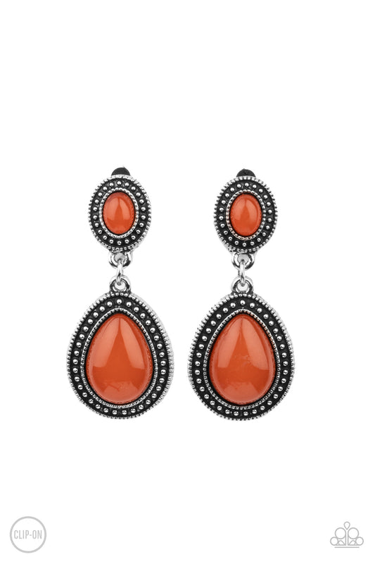 Paparazzi Carefree Clairvoyance - Orange Clip on Earrings