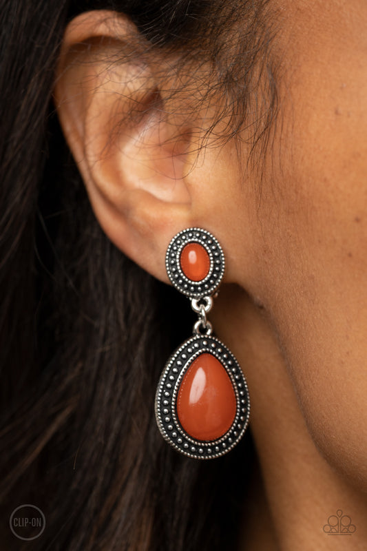 Paparazzi Carefree Clairvoyance - Orange Clip on Earrings