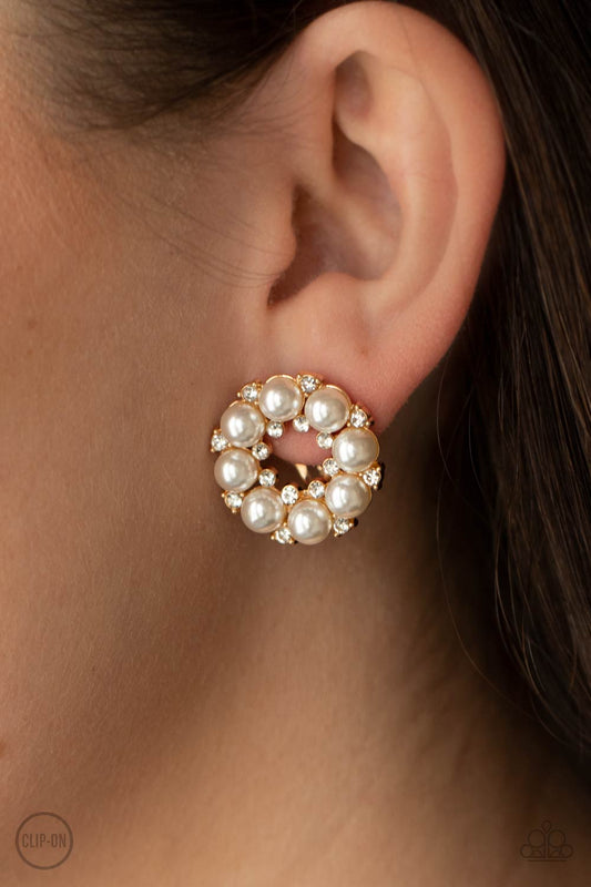 Paparazzi Roundabout Ritz - Gold Clip On Earring