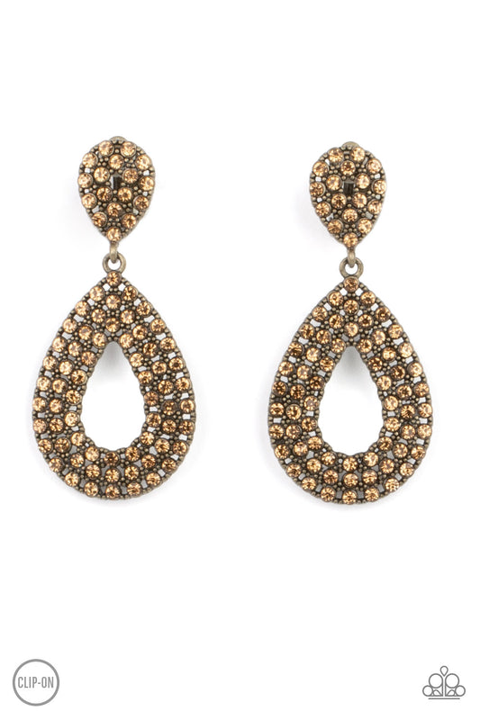 Paparazzi Pack In The Pizzazz - Brass Clip on Earrings