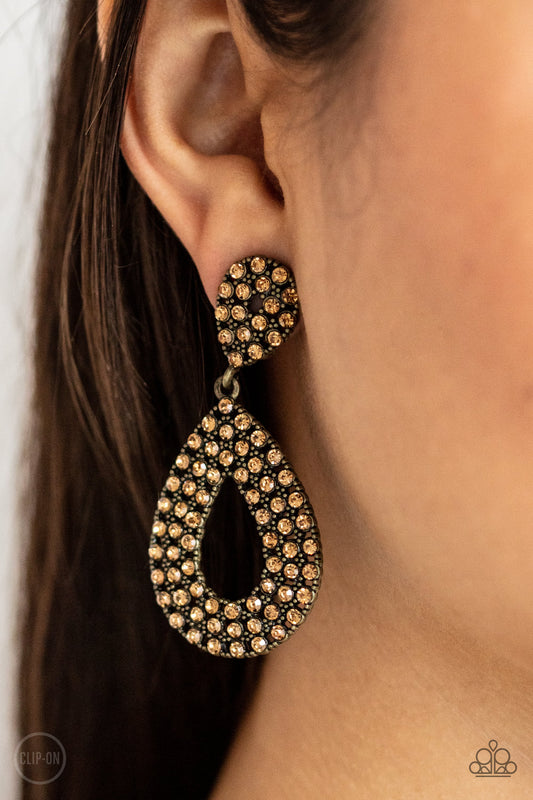 Paparazzi Pack In The Pizzazz - Brass Clip on Earrings