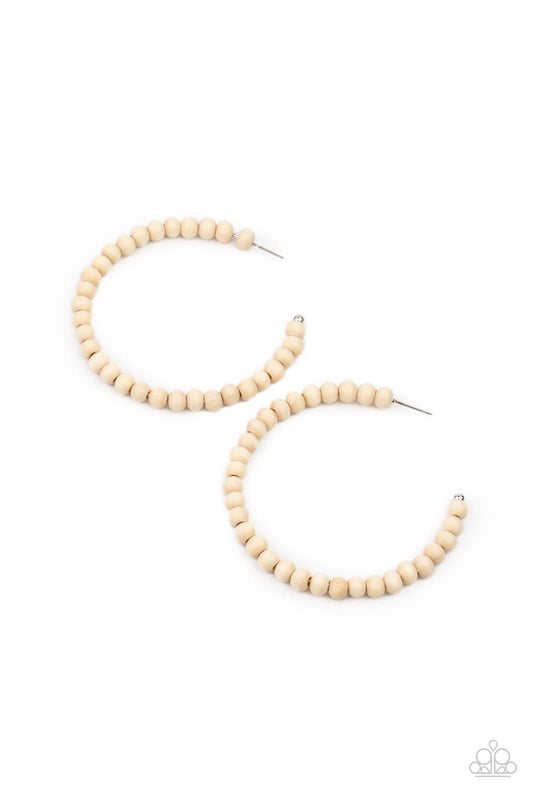Should Have, Could Have, WOOD Have - White Wooden Paparazzi Earrings