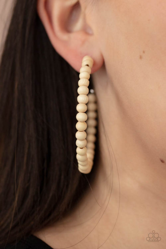 Should Have, Could Have, WOOD Have - White Wooden Paparazzi Earrings