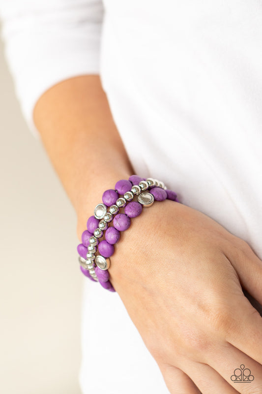 Paparazzi Desert Verbena - Purple Paparazzi Stone Bracelet