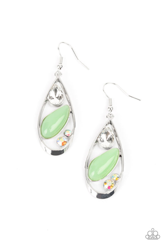 Paparazzi Harmonious Harbors - Green  and Iridescent Earrings
