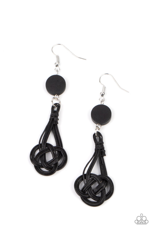 Paparazzi Twisted Torrents - Black Earrings