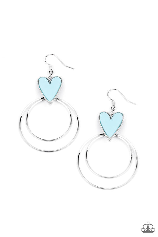 Paparazzi Happily Ever Hearts - Blue Earrings