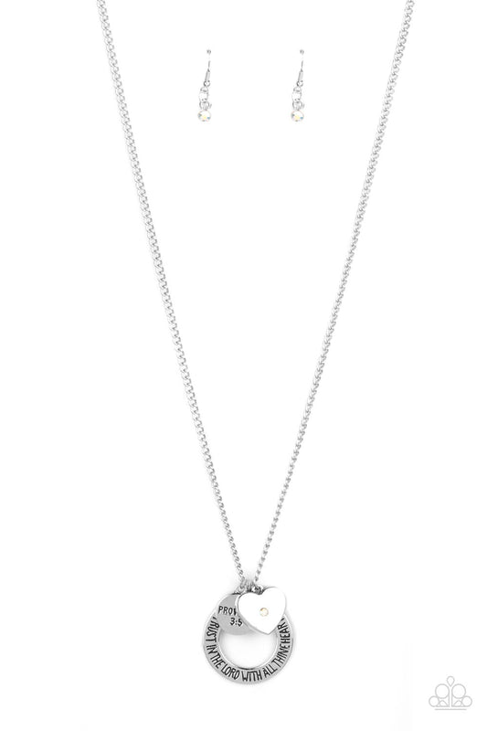 Full of Faith - Multi Paparazzi  Silver Necklace Biblical Passage Proverbs 3:5