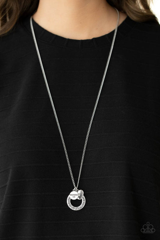 Full of Faith - Multi Paparazzi  Silver Necklace Biblical Passage Proverbs 3:5
