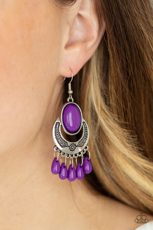 Paparazzi Prairie Flirt - Purple Earrings