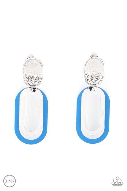 Paparazzi Melrose Mystery - Blue Clip on Earrings