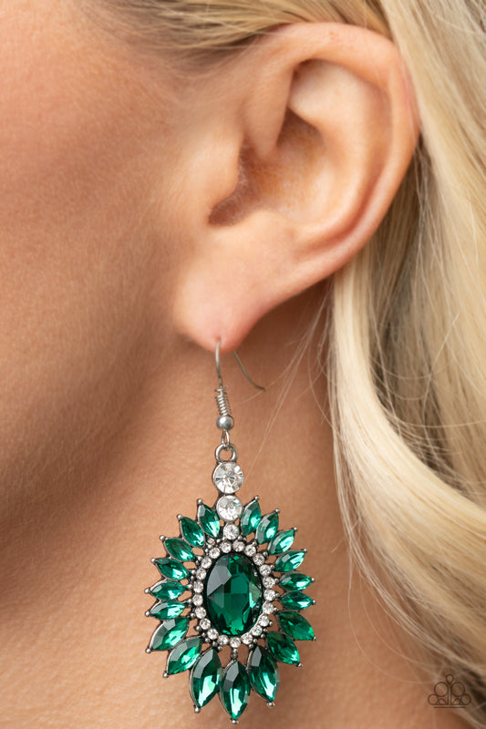 Paparazzi Big Time Twinkle - Green Earrings