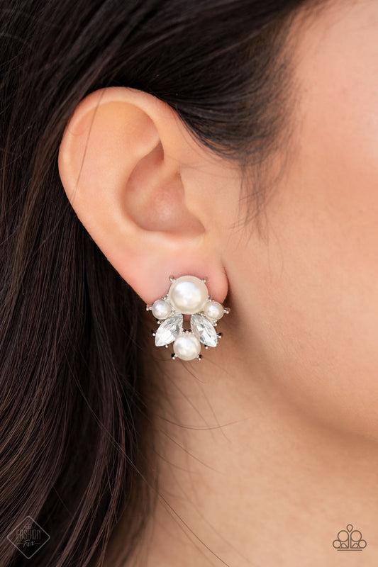 Paparazzi Royal Reverie- White Post earrings