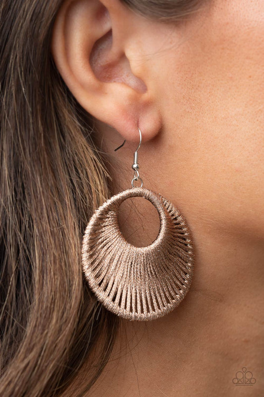 Paparazzi Weaving My Web - Brown Earring