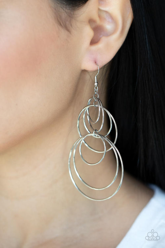 I Feel Dizzy - Silver Paparazzi Earrings