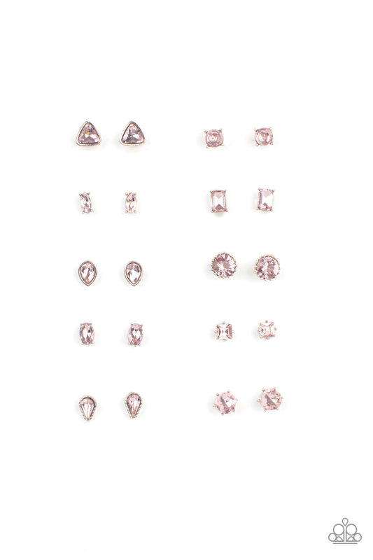STARLET SHIMMER PINK RHINESTONE SHAPE POST EARRINGS