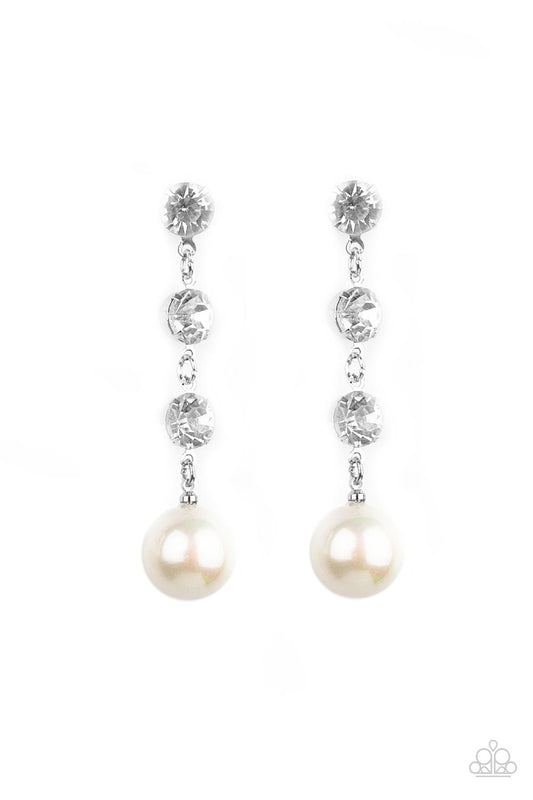 Yacht Scene - White Iridescent Paparazzi Earrings