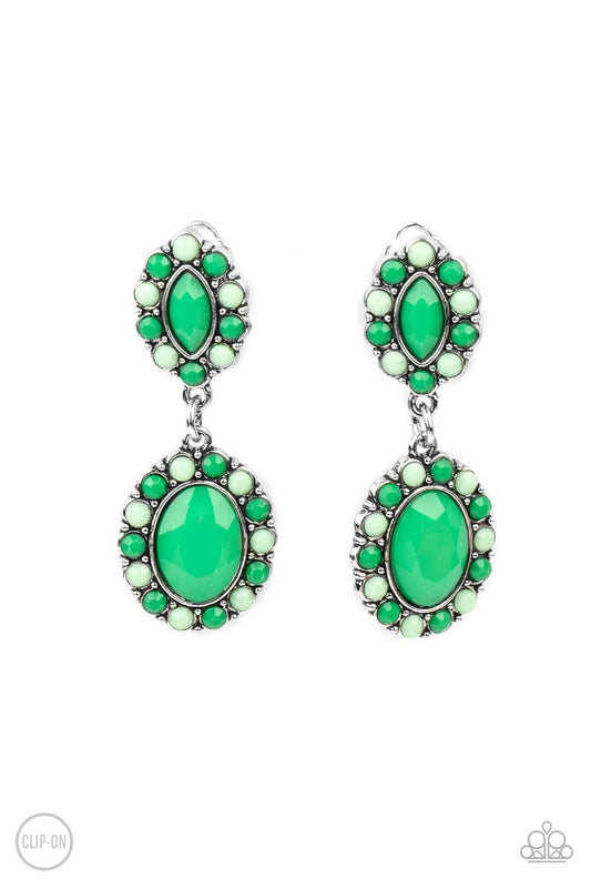 Paparazzi Positively Pampered - Green Earrings