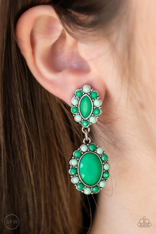 Paparazzi Positively Pampered - Green Earrings