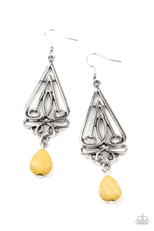 Transcendent Trendsetter - Yellow Paparazzi Earrings