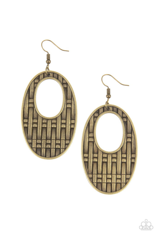 Engraved Edge - Brass Paparazzi Earrings