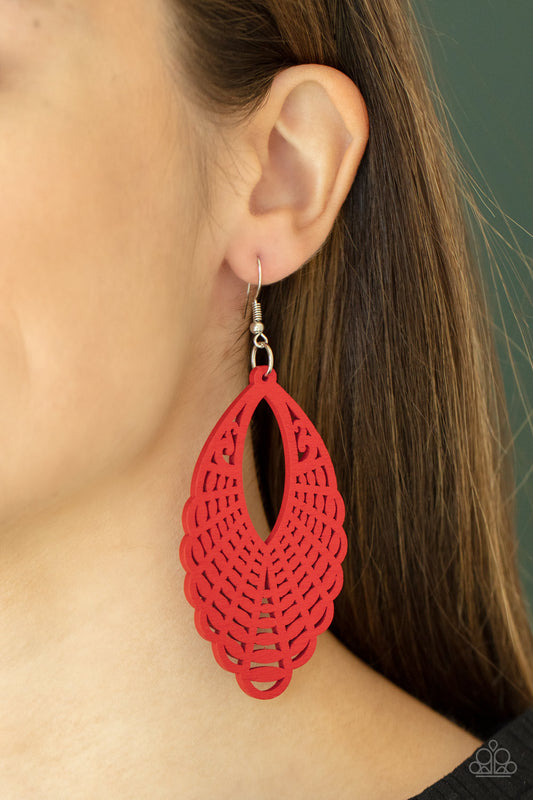 Tahiti Tankini - Red Wooden Paparazzi Earrings