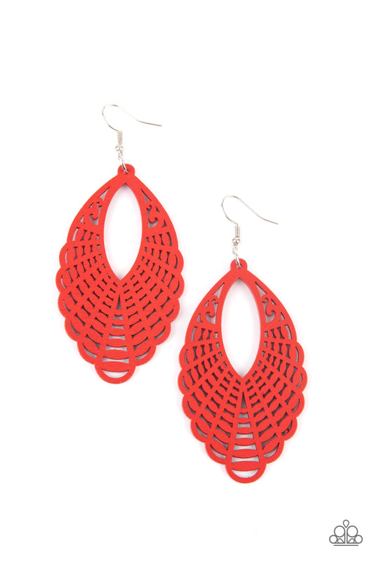 Tahiti Tankini - Red Wooden Paparazzi Earrings