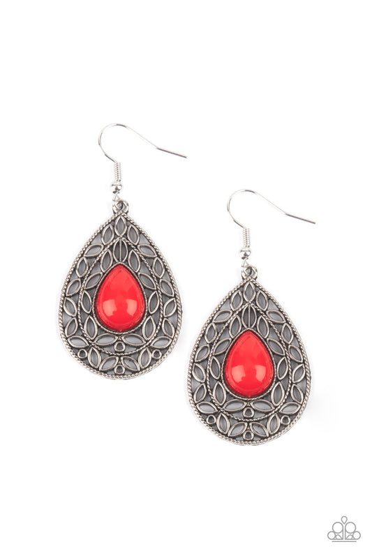 Fanciful Droplets - Red Paparazzi Earrings
