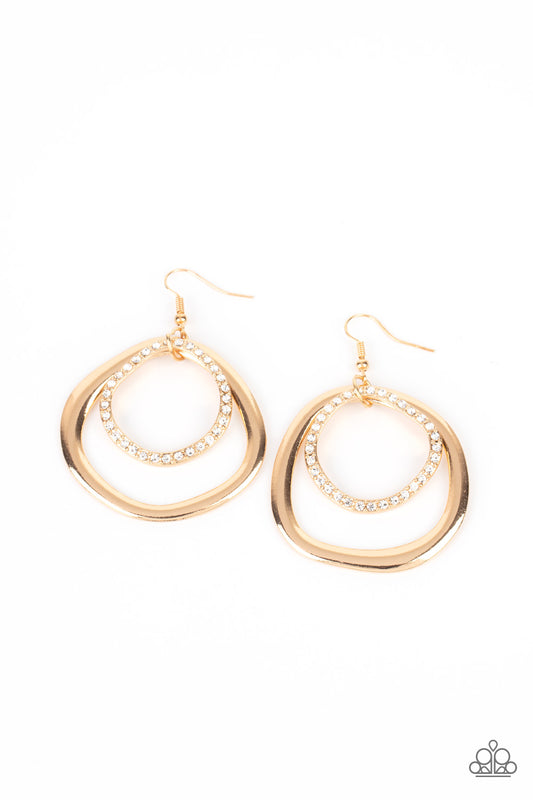 Spinning With Sass - Gold Paparazzi Earrings