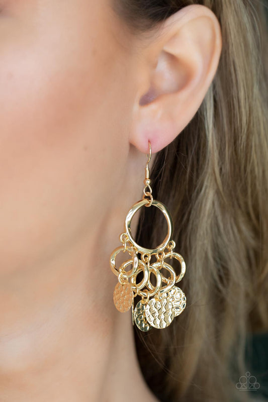 Partners in CHIME - Gold Paparazzi Earrings