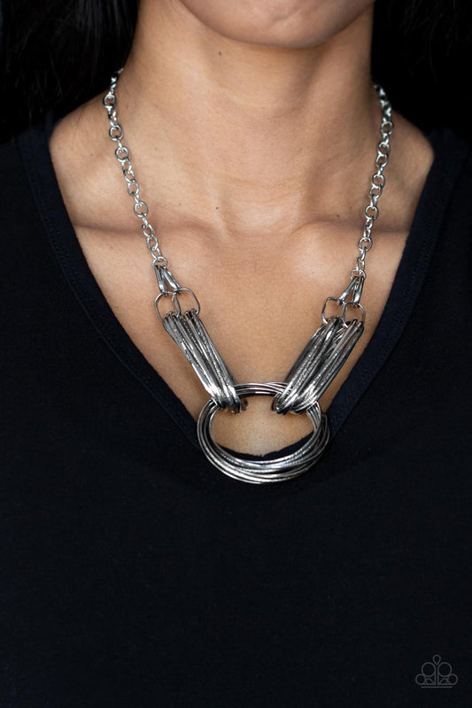 Lip Sync Links - Silver Paparazzi Earrings