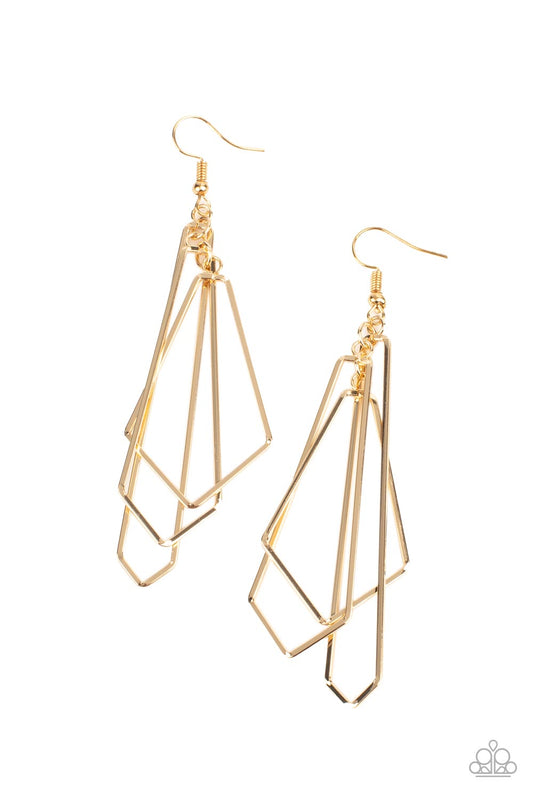 Shape Shifting Shimmer - Gold Paparazzi Earrings