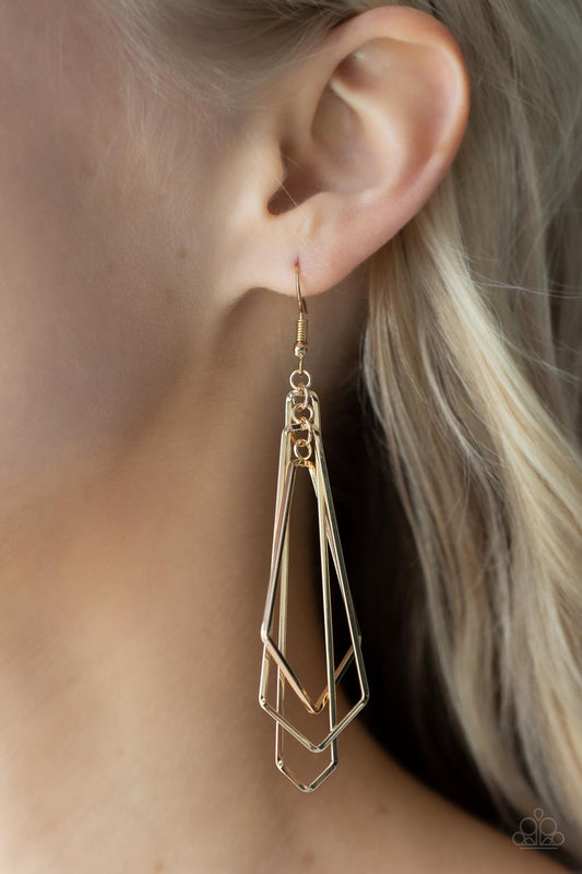 Shape Shifting Shimmer - Gold Paparazzi Earrings