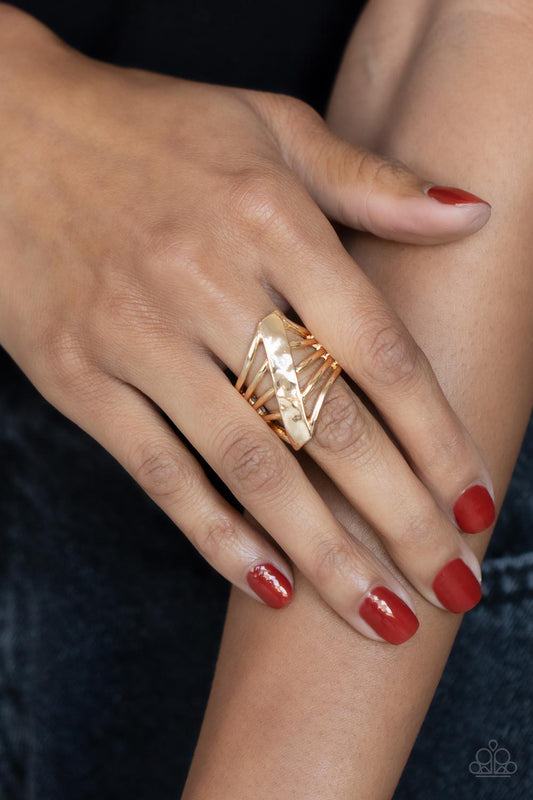 Encrypted Edge - Gold Paparazzi Ring