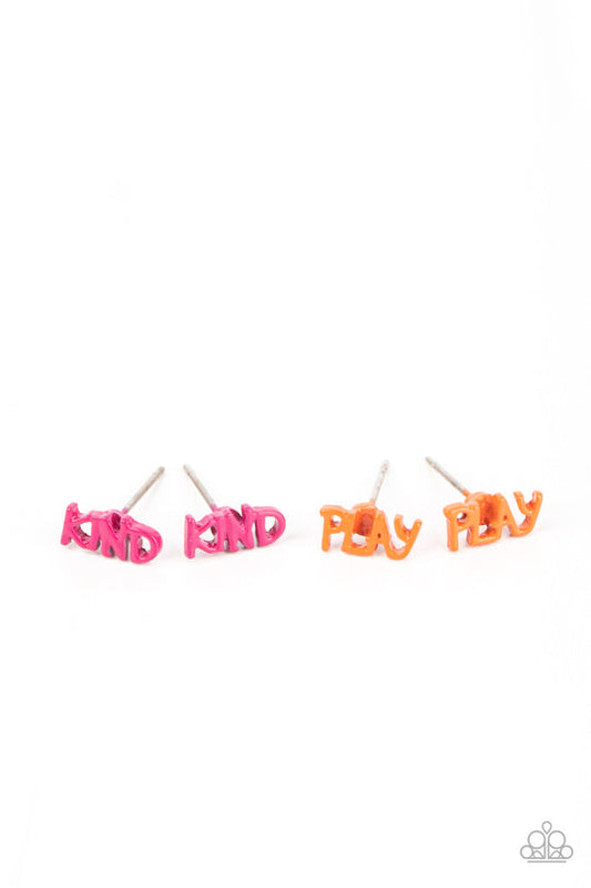 Paparazzi Starlet Shimmer Post Earrings, 10 - Inspirational Hope, Kind, Soar, Leap, Play, Make, Care, Love, Wish, Give