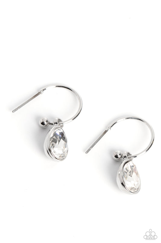 Teardrop Tassel - White Paparazzi Earrings