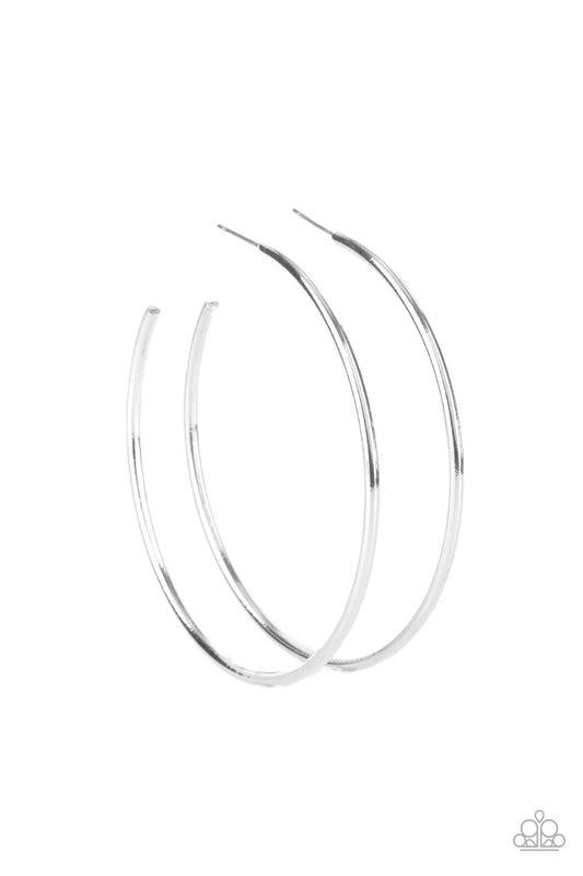 Mega Metro - Silver Paparazzi Hoop Earrings